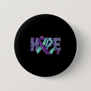 Badge Rond 5 Cm Ruban sarcelle et violet de sensibilisation à la p