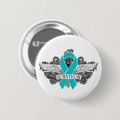 Badge Rond 5 Cm Ruban SURVIVANT AIGU Cancer de l'ovaire (Devant & derrière)