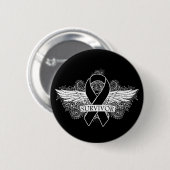 Badge Rond 5 Cm Ruban SURVIVEUR À ailes de mélanome (Devant & derrière)