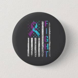 Badge Rond 5 Cm Ruban Téal et Violet de Sensibilisation à la Préve