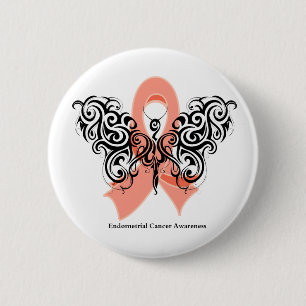 Badge Rond 5 Cm Ruban tribal de papillon de cancer du corps utéri