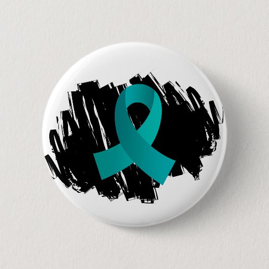 Badge Rond 5 Cm Ruban turquoise de Cancer ovarien avec le (Devant)