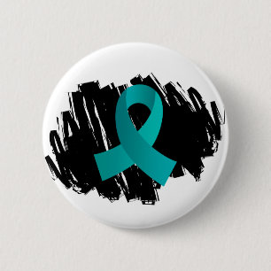 Badge Rond 5 Cm Ruban turquoise de Cancer ovarien avec le