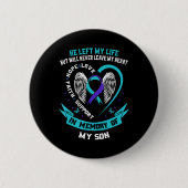 Badge Rond 5 Cm Ruban turquoise et violet de sensibilisation au su (Devant)