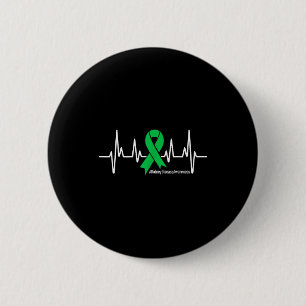 Badge Rond 5 Cm Ruban Vert Battement de Coeur Maladie Rénale Sensi