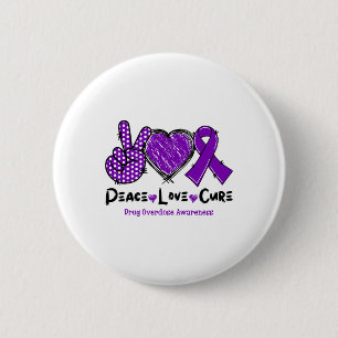Badge Rond 5 Cm Ruban Violet de la Cure de l'Amour de la Paix pour