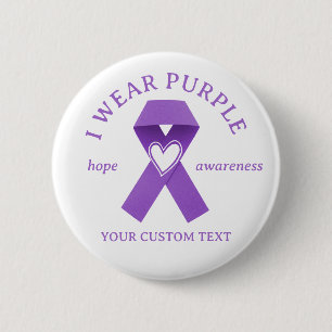 Badge Rond 5 Cm Ruban Violet de Sensibilisation