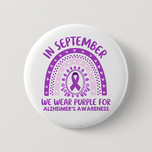 Badge Rond 5 Cm Ruban Violet de Sensibilisation à la Maladie d'Alz