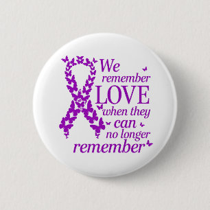 Badge Rond 5 Cm Ruban Violet de Sensibilisation à la Maladie d'Alz