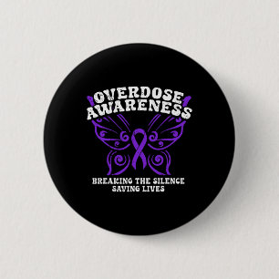 Badge Rond 5 Cm Ruban Violet de Sensibilisation au Surdosage de Dr