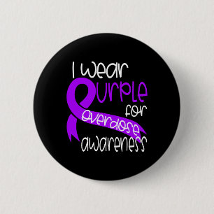 Badge Rond 5 Cm Ruban Violet de Sensibilisation au Surdosage Dépen