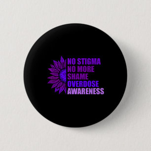 Badge Rond 5 Cm Ruban Violet de Sensibilisation au Surdosage Dépen