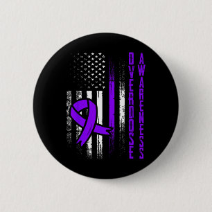 Badge Rond 5 Cm Ruban Violet de Sensibilisation au Surdosage Toxic
