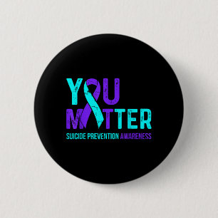 Badge Rond 5 Cm Ruban violet sarcelle de sensibilisation à la prév
