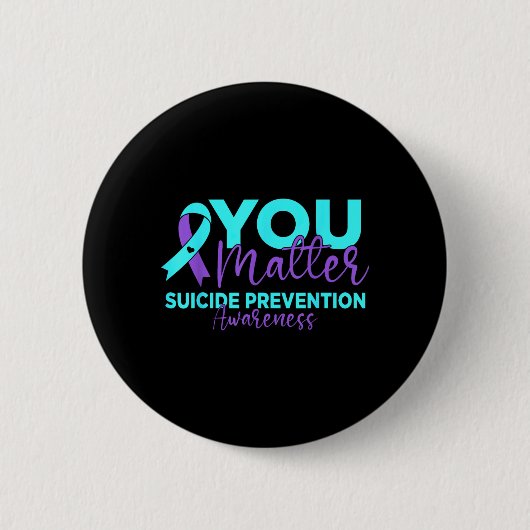 Badge Rond 5 Cm Ruban violet sarcelle de sensibilisation à la prév (Devant)