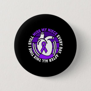 Badge Rond 5 Cm Ruban Violet Sensibilisation au Surdosage Ma Nièce
