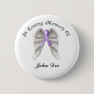 Badge Rond 5 Cm Ruban Violet Tout Cancer En Mémoire