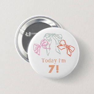 Badge Rond 5 Cm Rubans et vaches Watercolor Girls Anniversaire