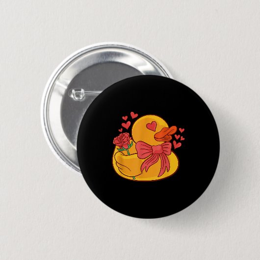 Badge Rond 5 Cm Rubber Duck Valentines Day Rubber Duckie (Devant & derrière)