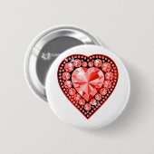 Badge Rond 5 Cm Ruby Gemstone Heart (Devant & derrière)