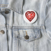 Badge Rond 5 Cm Ruby Gemstone Heart (En situation)