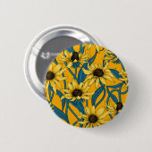Badge Rond 5 Cm Rudbekia jaune (Devant & derrière)