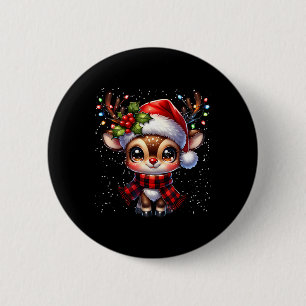 Badge Rond 5 Cm Rudolph Le Nez Rouge Renne Pour Les Enfants Et Noë