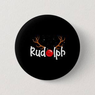 Badge Rond 5 Cm Rudolph Red Nose Reindee Noël Amusant