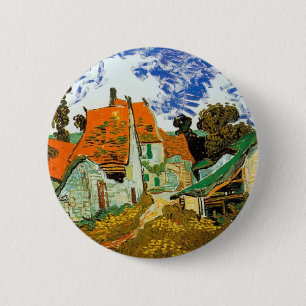 Badge Rond 5 Cm Rue du village à Auvers, Vincent van Gogh