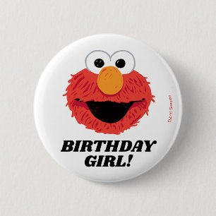 Badge Rond 5 Cm Rue Sésame   Elmo Birthday Chalkboard Girl