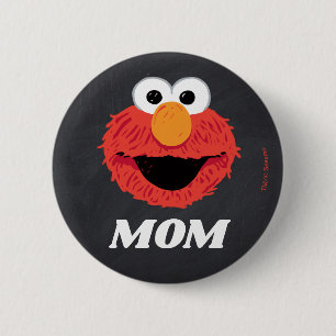 Badge Rond 5 Cm Rue Sésame Elmo Birthday Chalkboard Maman