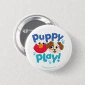 Badge Rond 5 Cm Rue Sésame | Puppy Play Elmo & Tango (Devant & derrière)