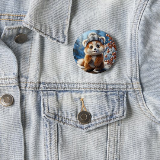 Badge Rond 5 Cm Rufus - Un adorable panda rouge (En situation)