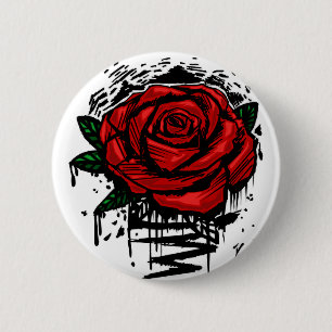 Badge Rond 5 Cm Rugged Rose