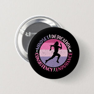 Badge Rond 5 Cm Running Mindset - Citation d'endurance de la fille