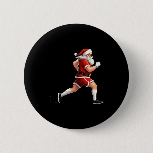 Badge Rond 5 Cm Running Santa Christmas Graphic Runner Run Maratho (Devant)