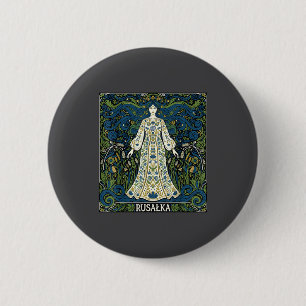 Badge Rond 5 Cm Rusalka slave de l'eau mythe païen art folklorique
