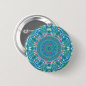 Badge Rond 5 Cm Russe Bohème géométrique Mandala bleu pourpre (Devant & derrière)