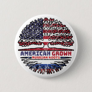 Badge Rond 5 Cm Russia Russian US American États-Unis Tree
