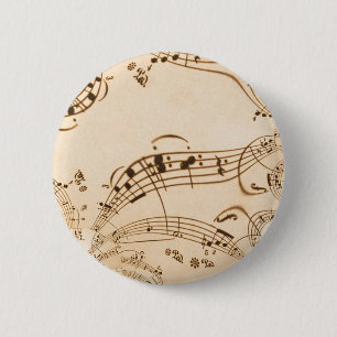 Badge Rond 5 Cm Rustic Antique Musical Notes
