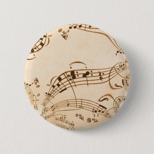 Badge Rond 5 Cm Rustic Antique Musical Notes (Devant)