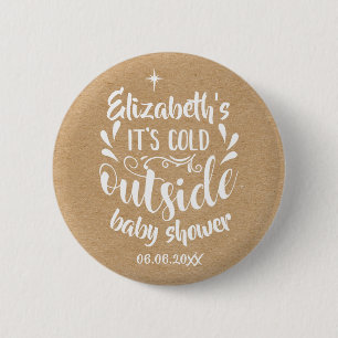 Badge Rond 5 Cm Rustic Kraft Son Baby shower Froid À L'Extérieur/S