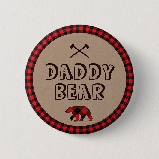 Badge Rond 5 Cm Rustique Buffalo Plaid Lumberjack DAD à être (Devant)