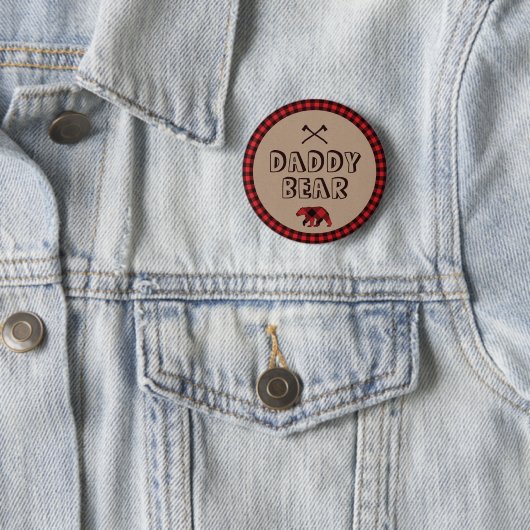 Badge Rond 5 Cm Rustique Buffalo Plaid Lumberjack DAD à être (En situation)