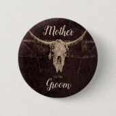 Badge Rond 5 Cm Rustique Western Bull Skull Mariage Pays Texture (Devant)