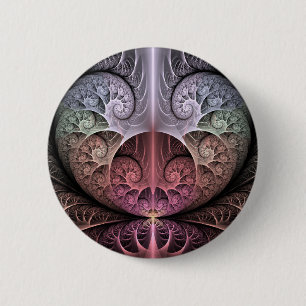 Badge Rond 5 Cm Rythme cardiaque, art fractal de fantaisie surréal