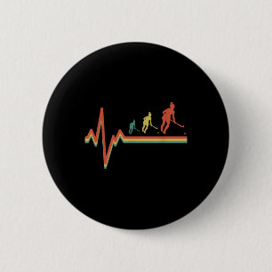 Badge Rond 5 Cm Rythme Cardiaque Rétro Gardien de but Vintage Hock