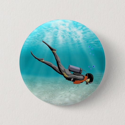 Badge Rond 5 Cm S.C.U.B.A. Plongeur (Devant)
