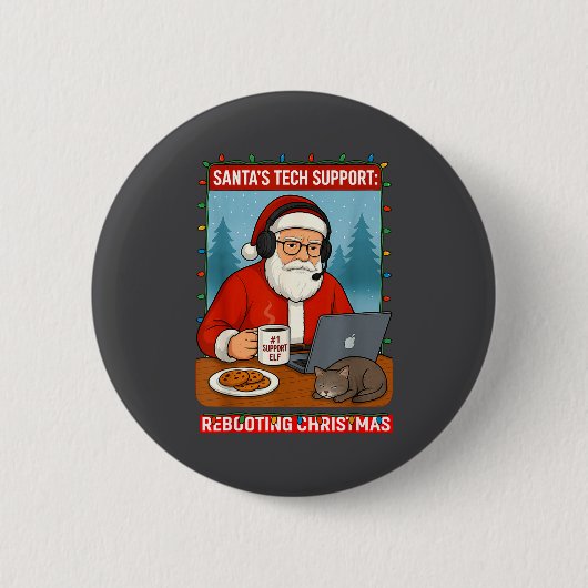 Badge Rond 5 Cm s Support Santa Tech Rebooting Laugh (Devant)