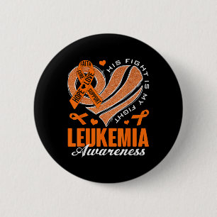 Badge Rond 5 Cm Sa lutte est ma lutte Ruban orange cœur Sensibilis